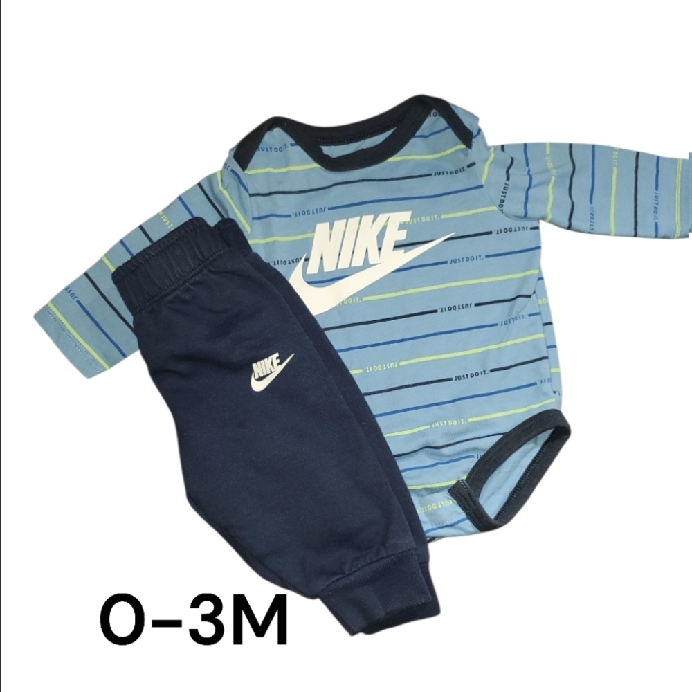 Nike Striped Blue Baby Long Sleve Onsie Set